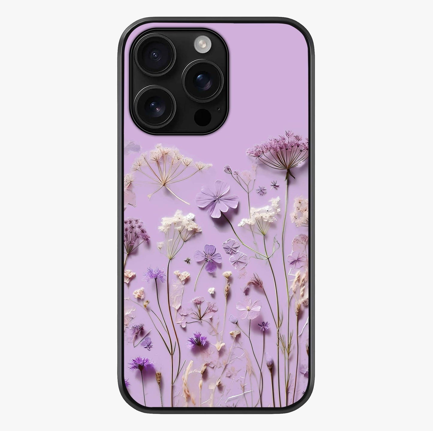 Lavender Blossom Dream Glass Case showing full back design in clean flat view with glossy glass finish.