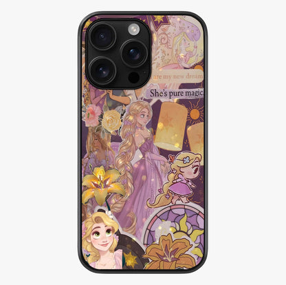 Magical Tangled Dream Glass Case showing full back design in clean flat view with glossy glass finish.
