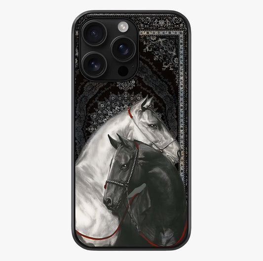 Majestic Ride Legacy Glass Case showing full back design in clean flat view with glossy glass finish.