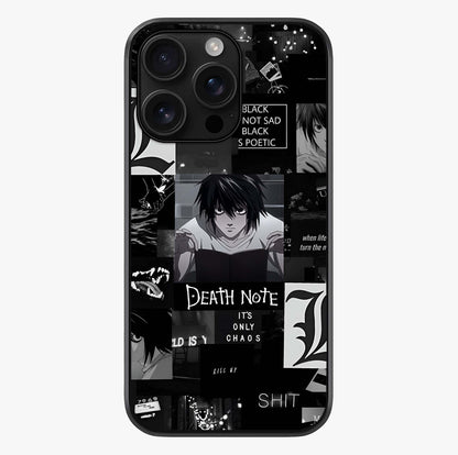 Midnight Chaos Mind Glass Case showing full back design in clean flat view with glossy glass finish.