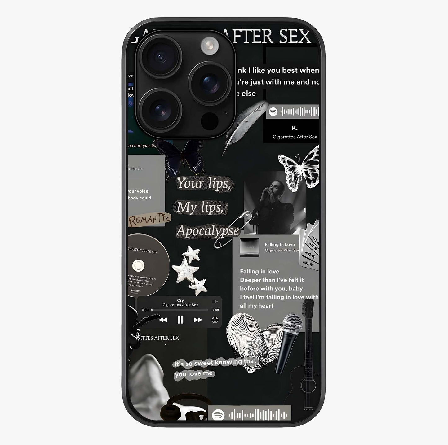Midnight Love Echo Glass Case showing full back design in clean flat view with glossy glass finish.