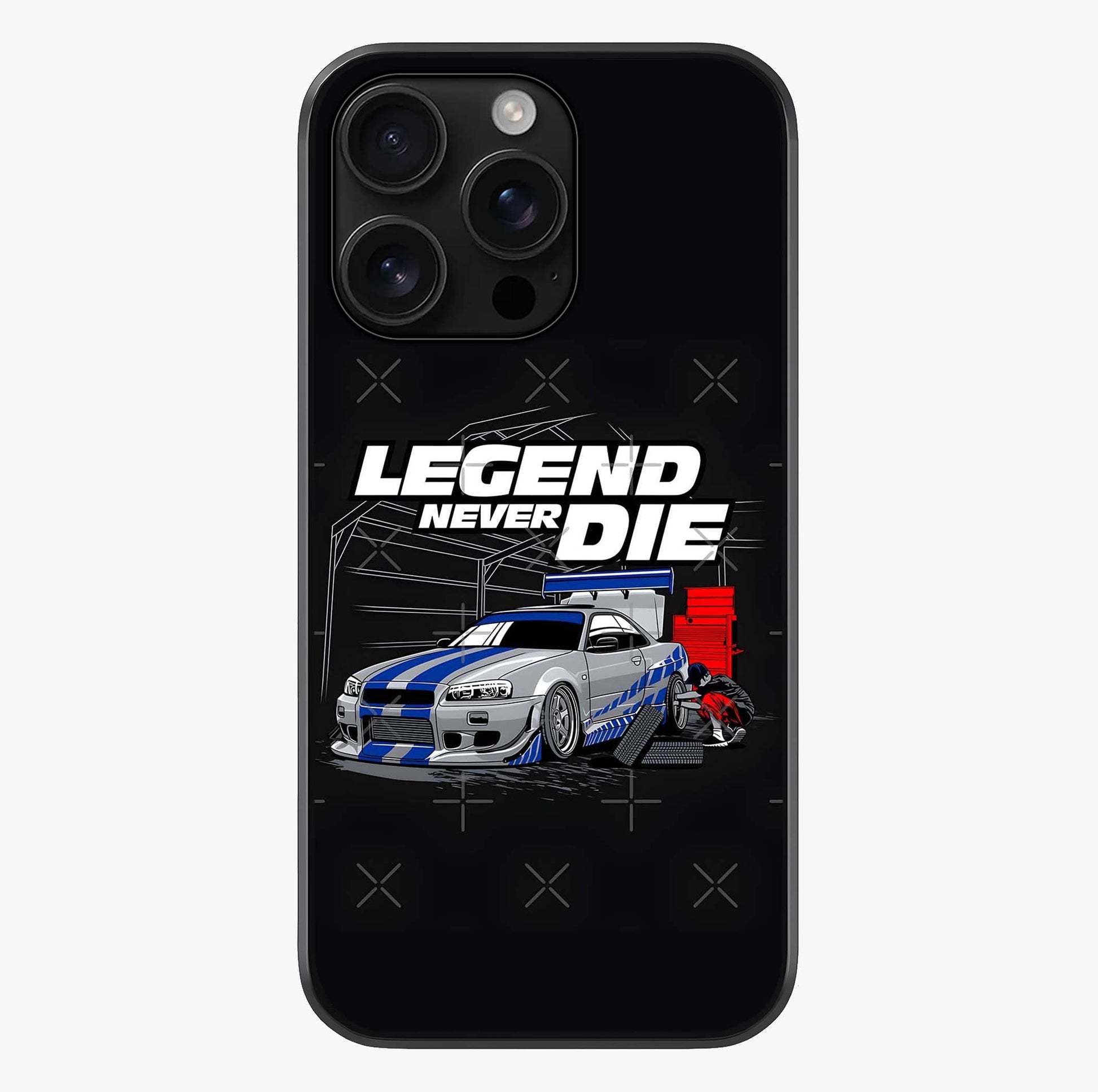 Midnight Racing Legacy Glass Case showing full back design in clean flat view with glossy glass finish.
