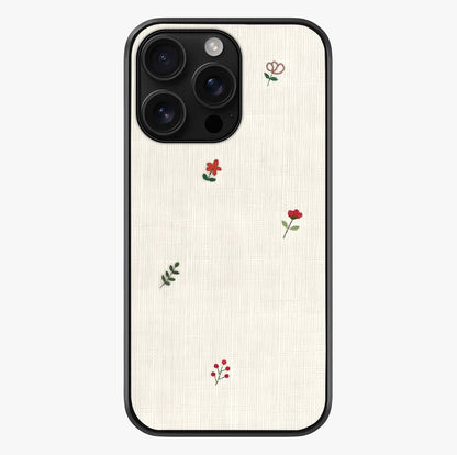 Minimal Petal Whispers Glass Case showing full back design in clean flat view with glossy glass finish.