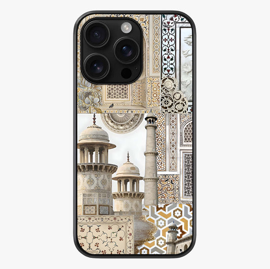 Mughal Marble Legacy Glass Case showing full back design in clean flat view with glossy glass finish.