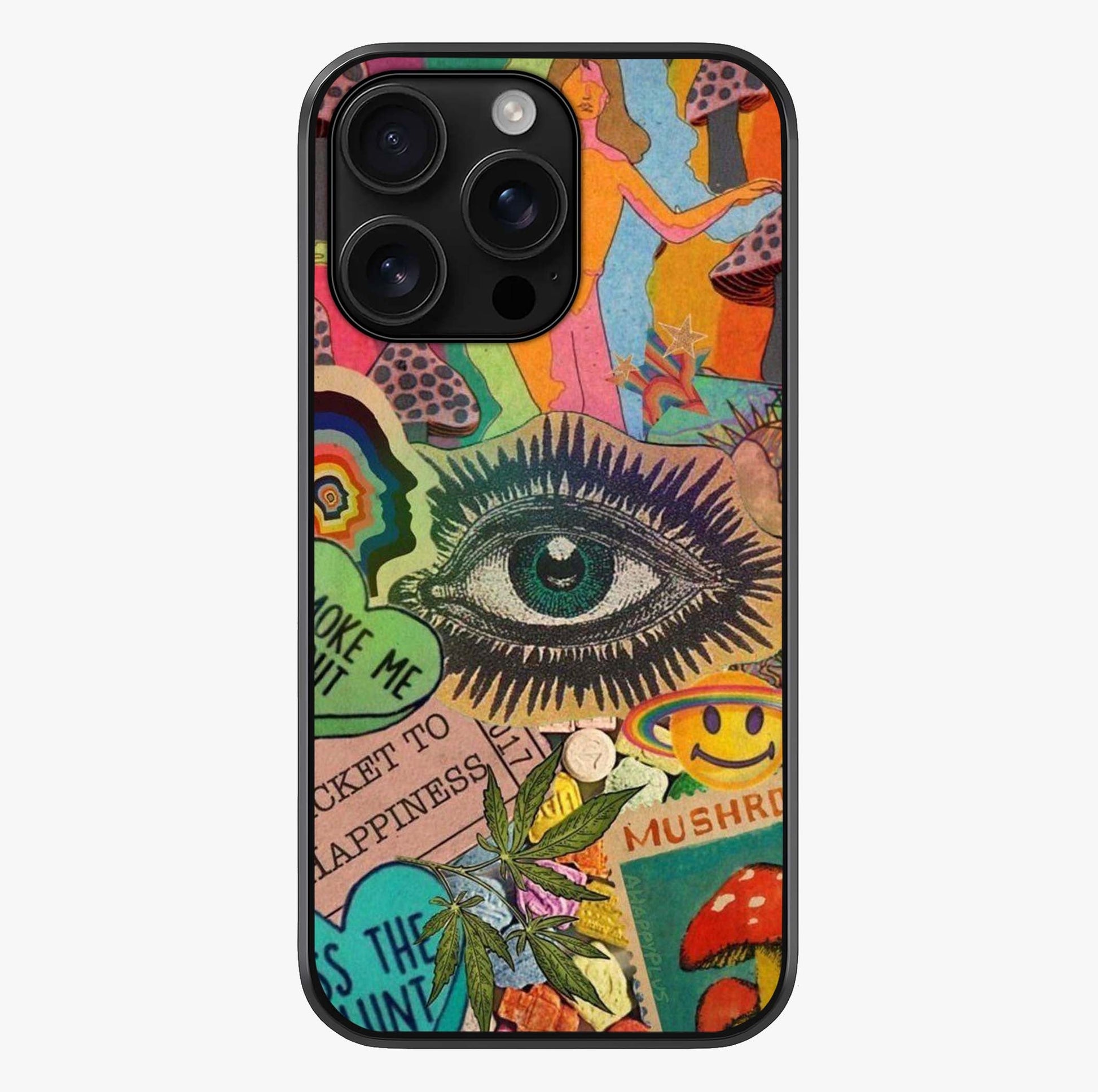 Mystic Eye Wonderland Glass Case showing full back design in clean flat view with glossy glass finish.