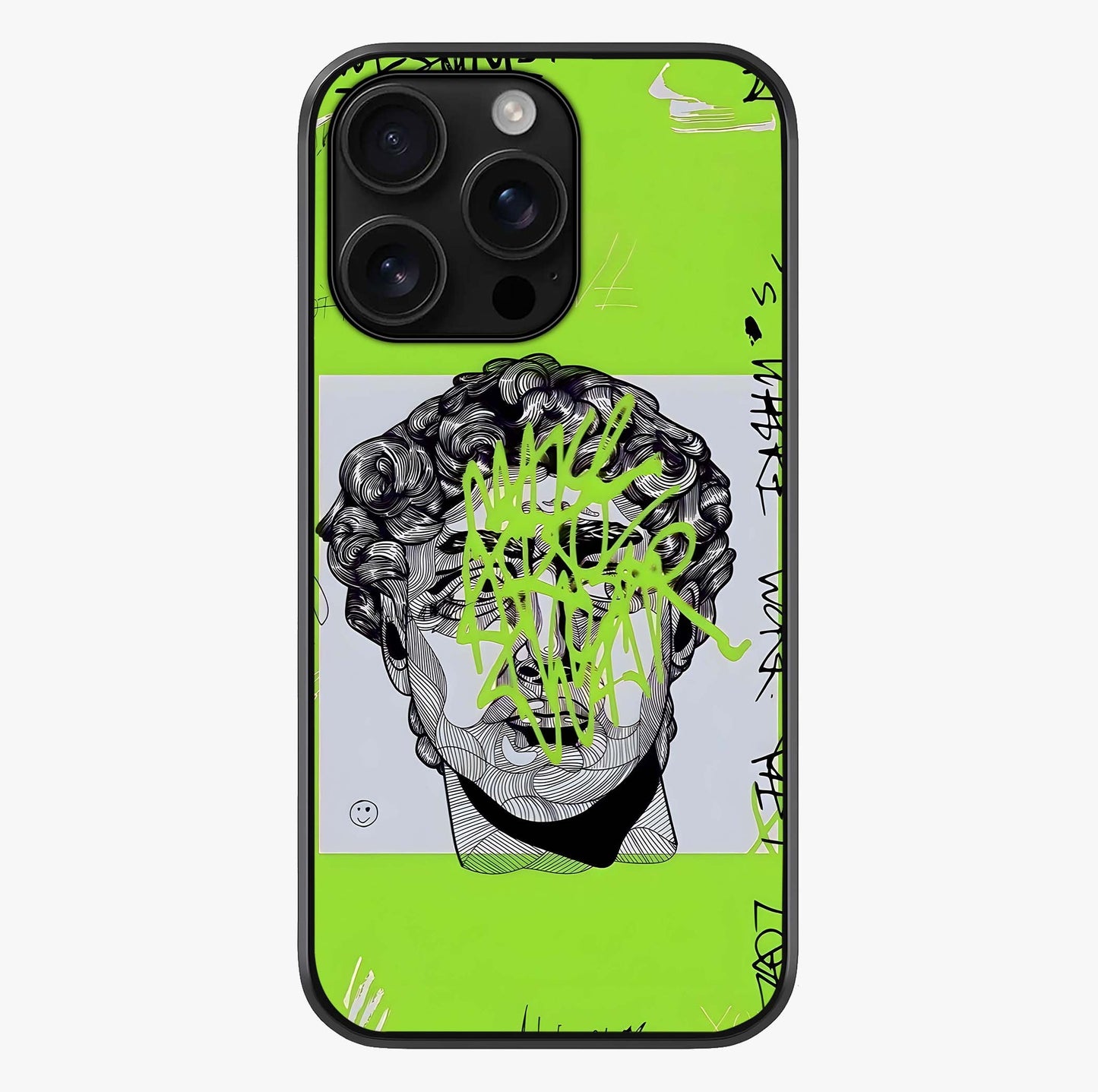 Neo Graffiti Rebellion Glass Case showing full back design in clean flat view with glossy glass finish.