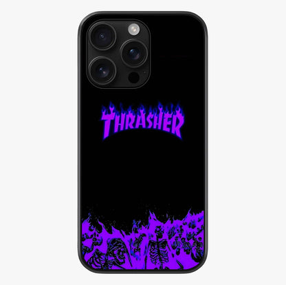 Neon Flame Riot Glass Case showing full back design in clean flat view with glossy glass finish.