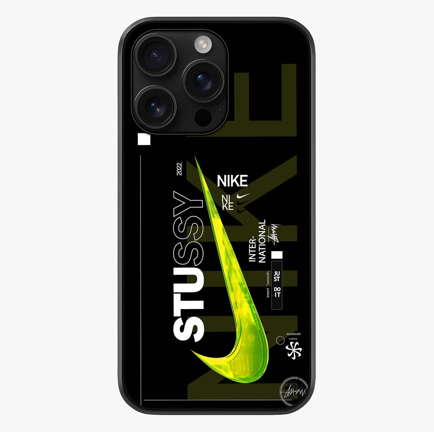 Neon Street Edition Glass Case showing full back design in clean flat view with glossy glass finish.