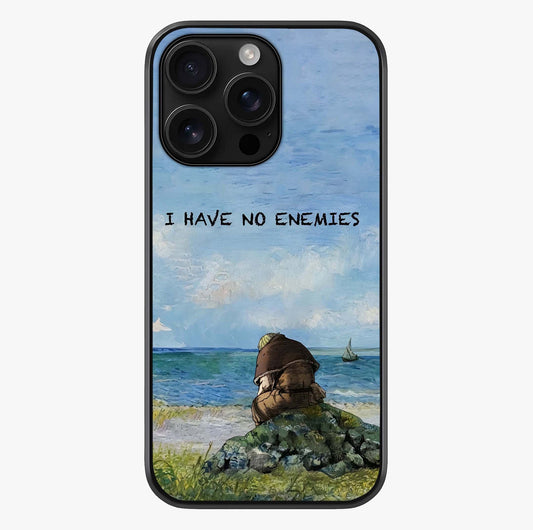 Peace Beyond War Glass Case showing full back design in clean flat view with glossy glass finish.