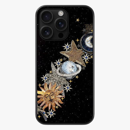 Pearls Universe Object Glass Case showing full back design in clean flat view with glossy glass finish.