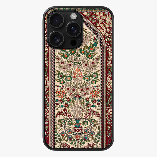 Persian Inspired Glass Case showing full back design in clean flat view with glossy glass finish.