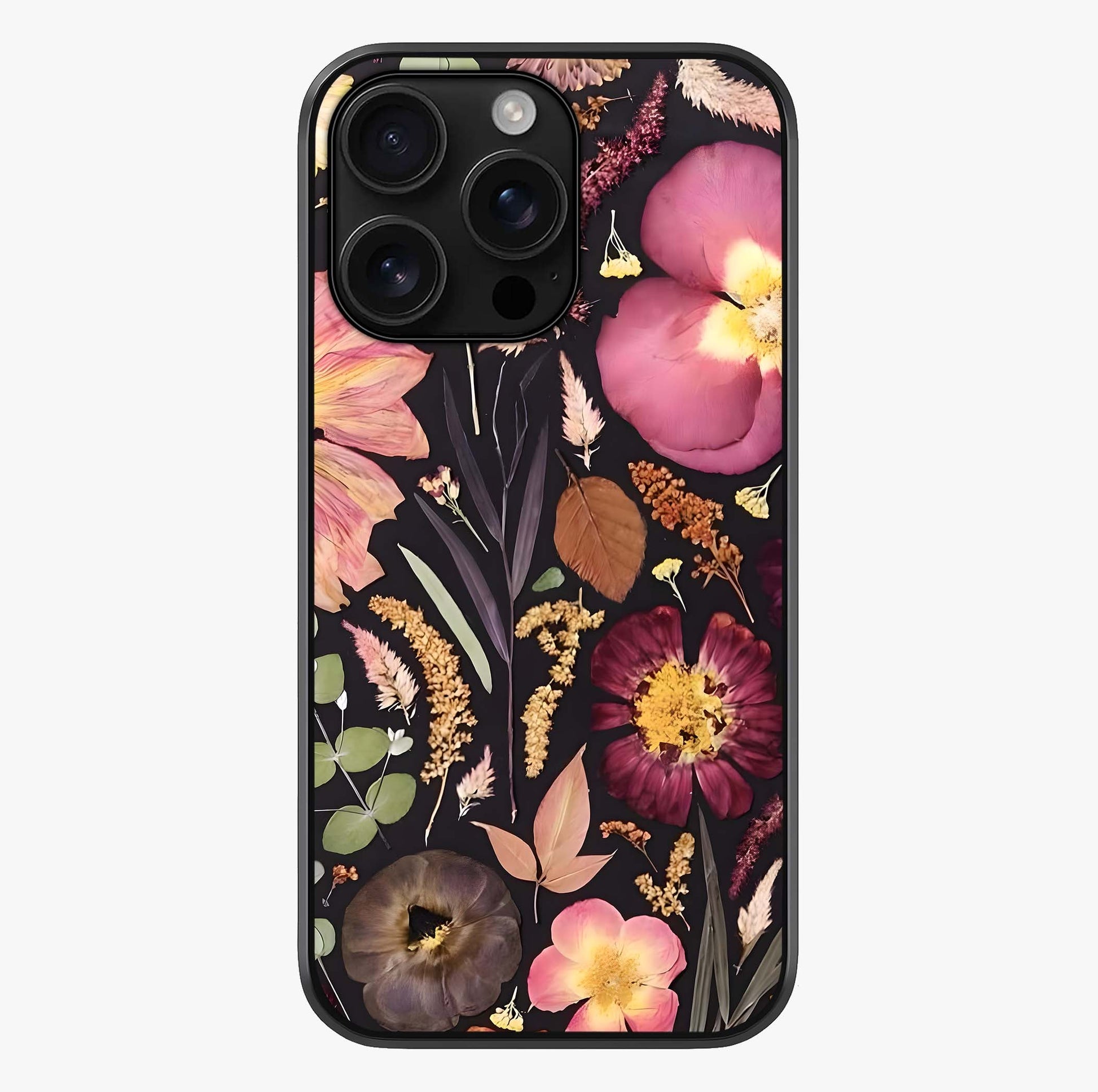 Petal Dream Tapestry Glass Case showing full back design in clean flat view with glossy glass finish.