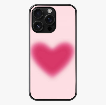 Pink Aura Heart Glass Case showing full back design in clean flat view with glossy glass finish.