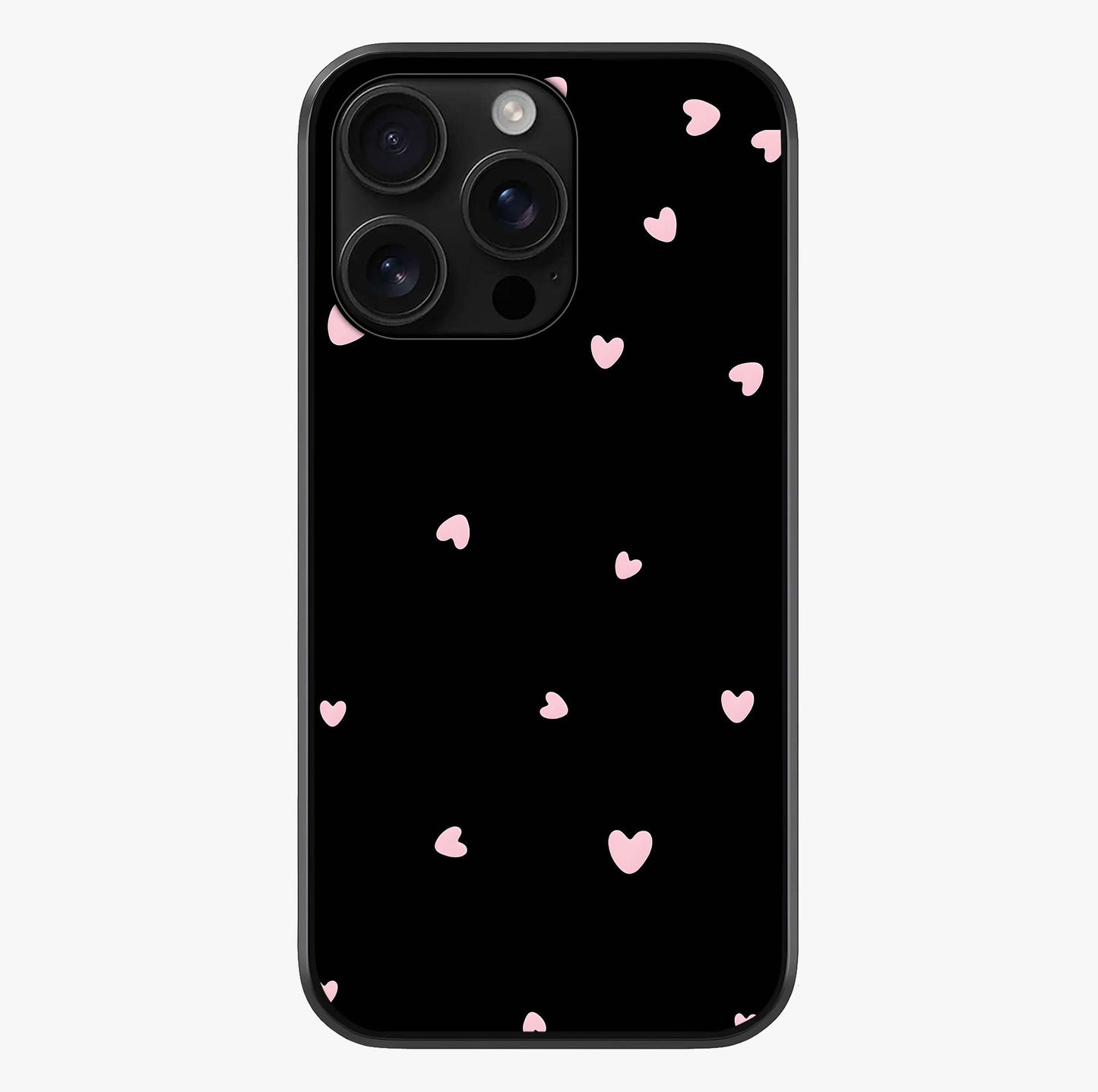 Pink Love Drops Glass Case showing full back design in clean flat view with glossy glass finish.