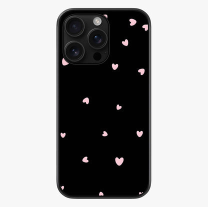 Pink Love Drops Glass Case showing full back design in clean flat view with glossy glass finish.