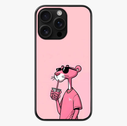 Pink Panther Glass Case showing full back design in clean flat view with glossy glass finish.