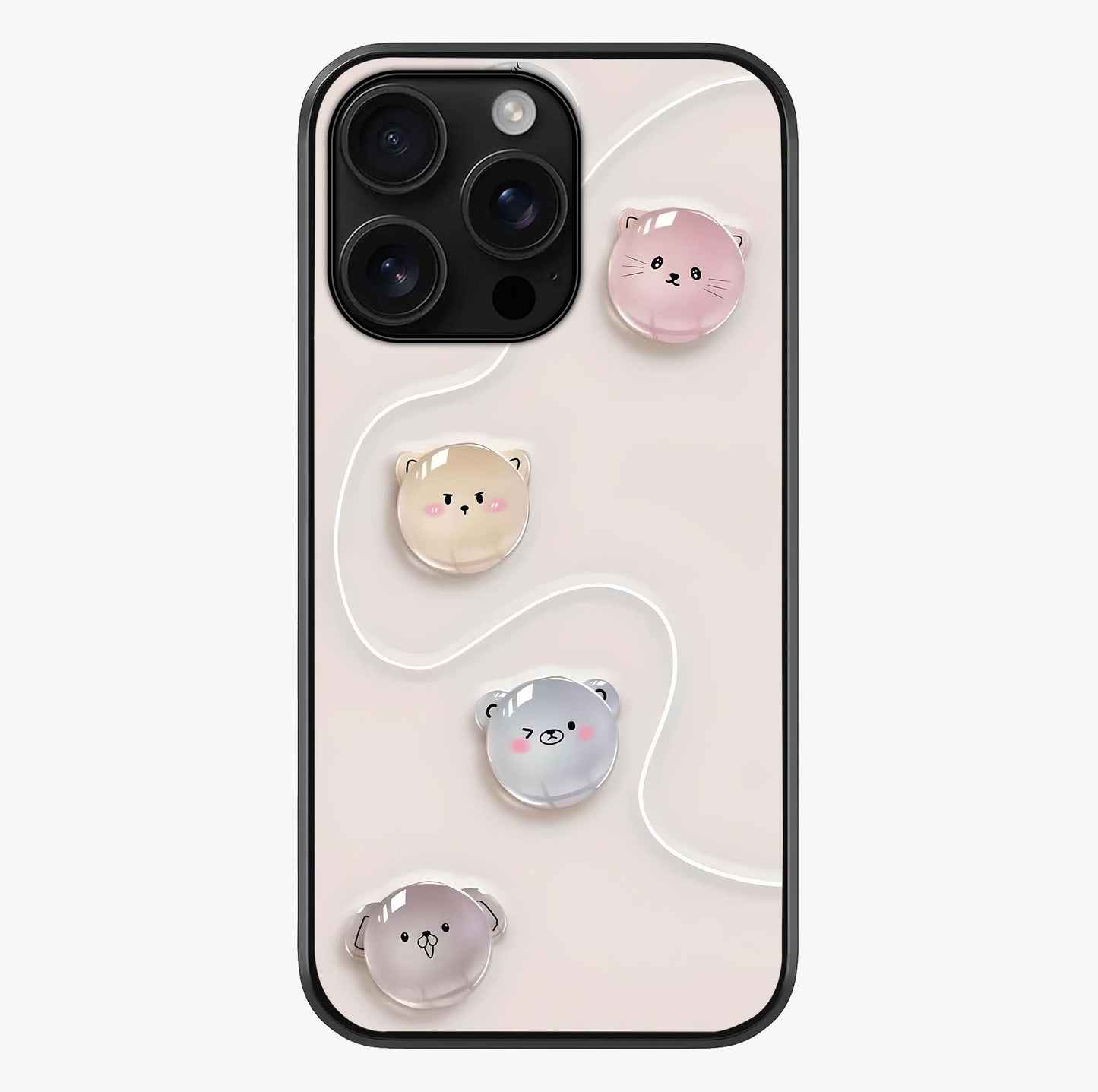 Puffy Face Parade Glass Case showing full back design in clean flat view with glossy glass finish.