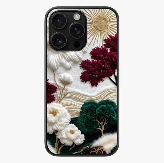 Radiant Bloom Elegance Glass Case showing full back design in clean flat view with glossy glass finish.