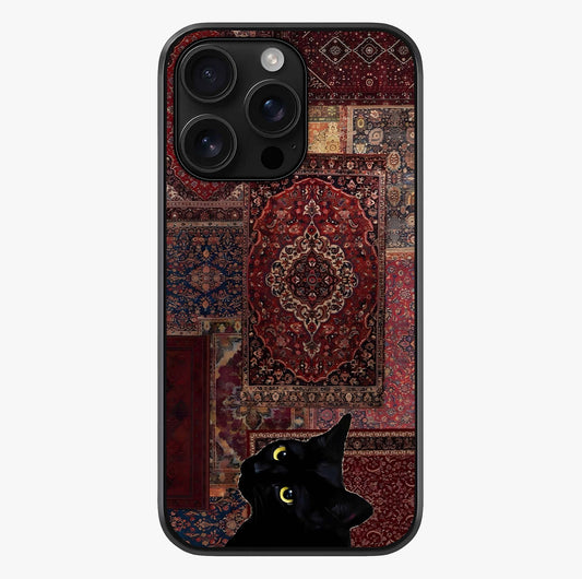 Regal Magic Cat Apple Glass Case showing full back design in clean flat view with glossy glass finish.