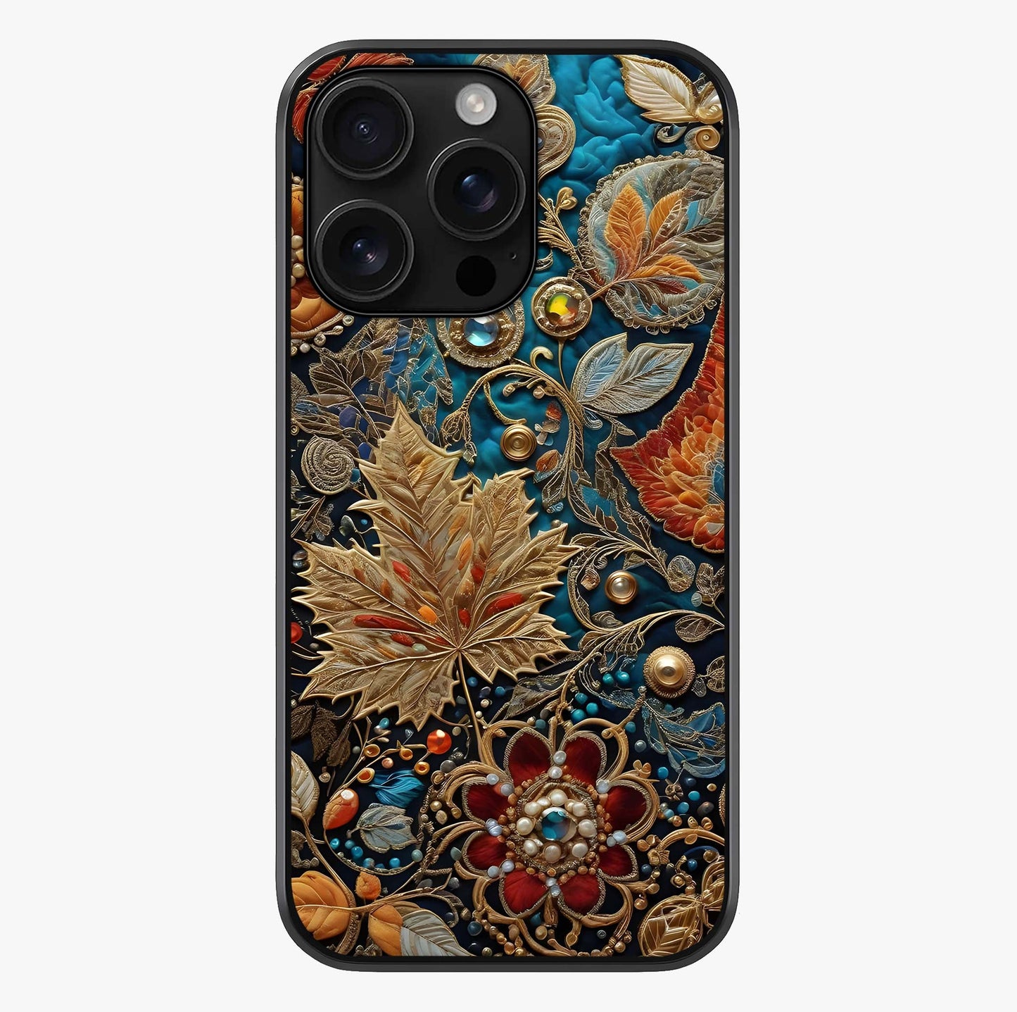 Royal Jewel Garden Glass Case showing full back design in clean flat view with glossy glass finish.