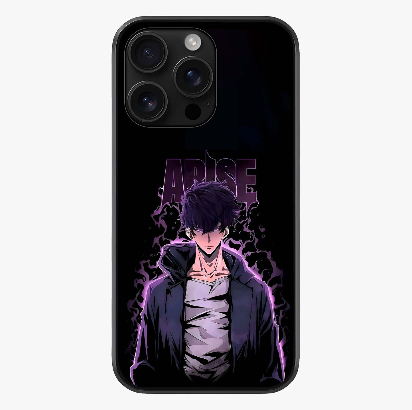 Shadow Monarch Awakening Glass Case showing full back design in clean flat view with glossy glass finish.