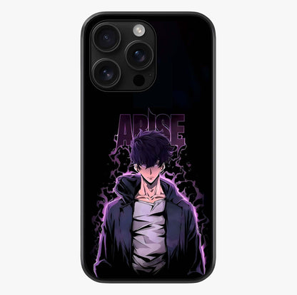 Shadow Monarch Awakening Glass Case showing full back design in clean flat view with glossy glass finish.