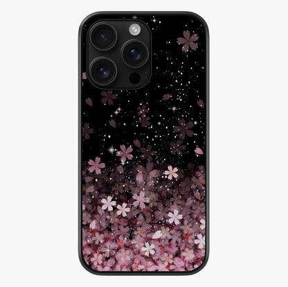 Small Starry Flowers Glass Case showing full back design in clean flat view with glossy glass finish.