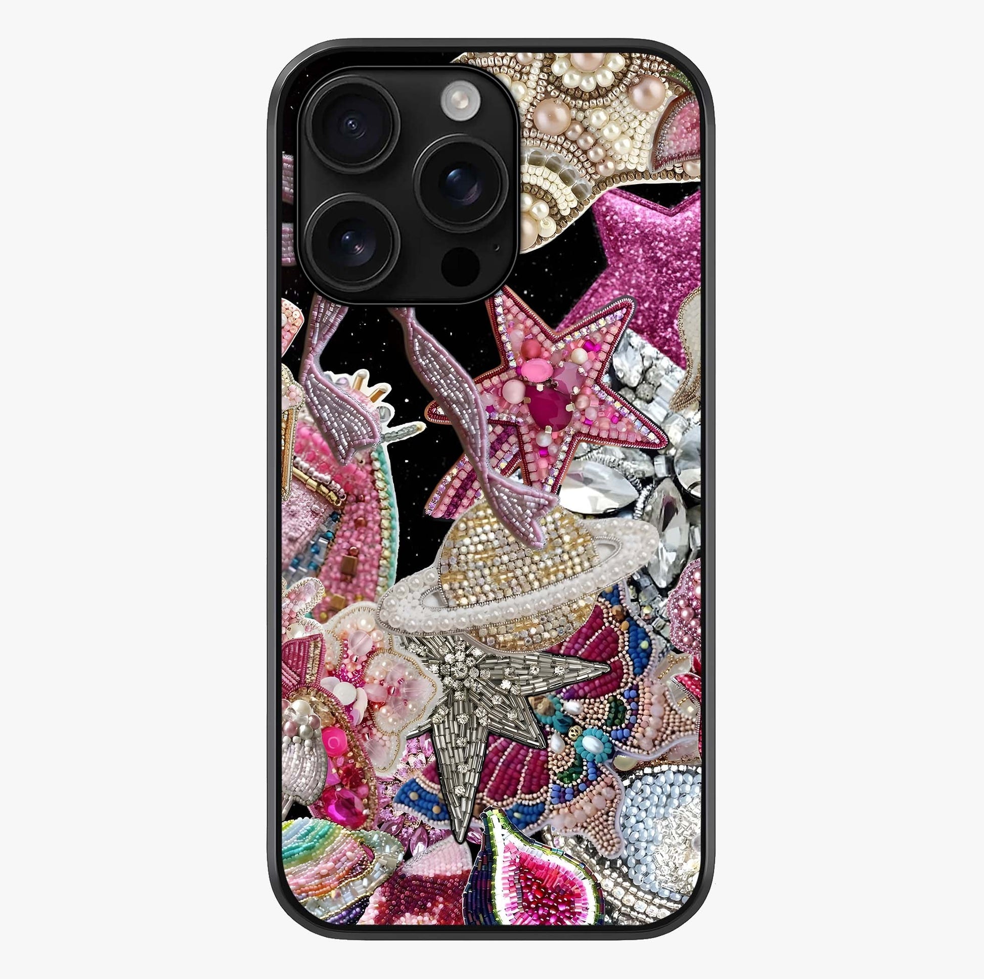 Starlit Jewel Dream Glass Case showing full back design in clean flat view with glossy glass finish.