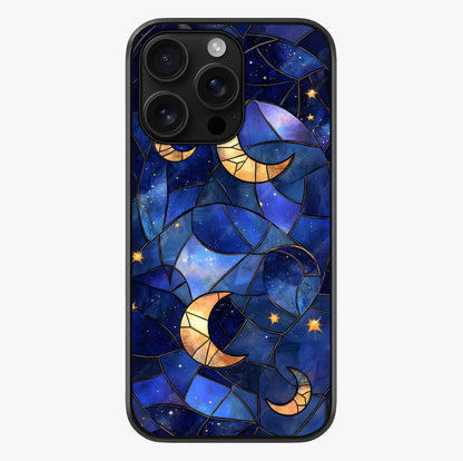 Starlit Sky Tapestry Glass Case showing full back design in clean flat view with glossy glass finish.