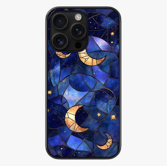 Starlit Sky Tapestry Glass Case showing full back design in clean flat view with glossy glass finish.