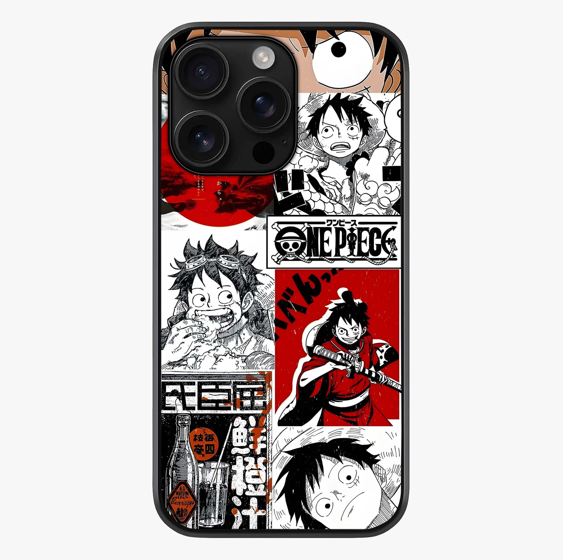 Strawhat Chaos Panels Glass Case showing full back design in clean flat view with glossy glass finish.