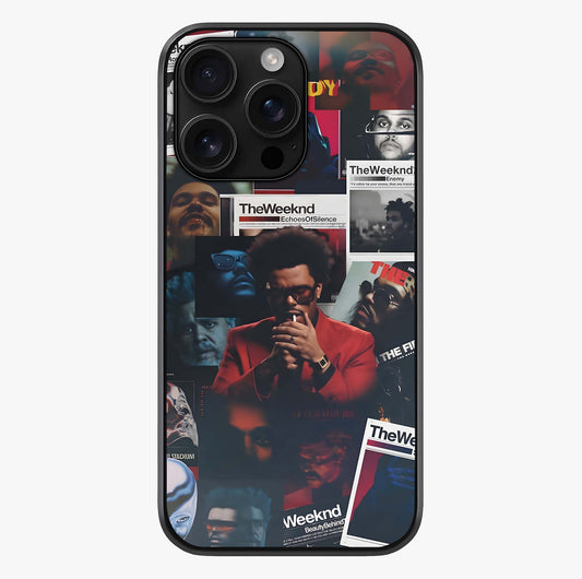 The Weeknd Glass Case showing full back design in clean flat view with glossy glass finish.