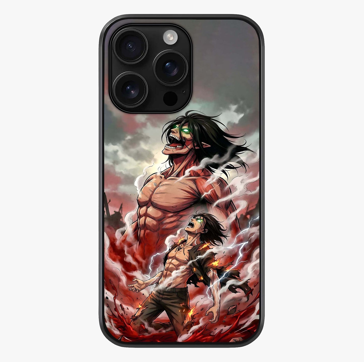 Titan Awakening Fury Glass Case showing full back design in clean flat view with glossy glass finish.