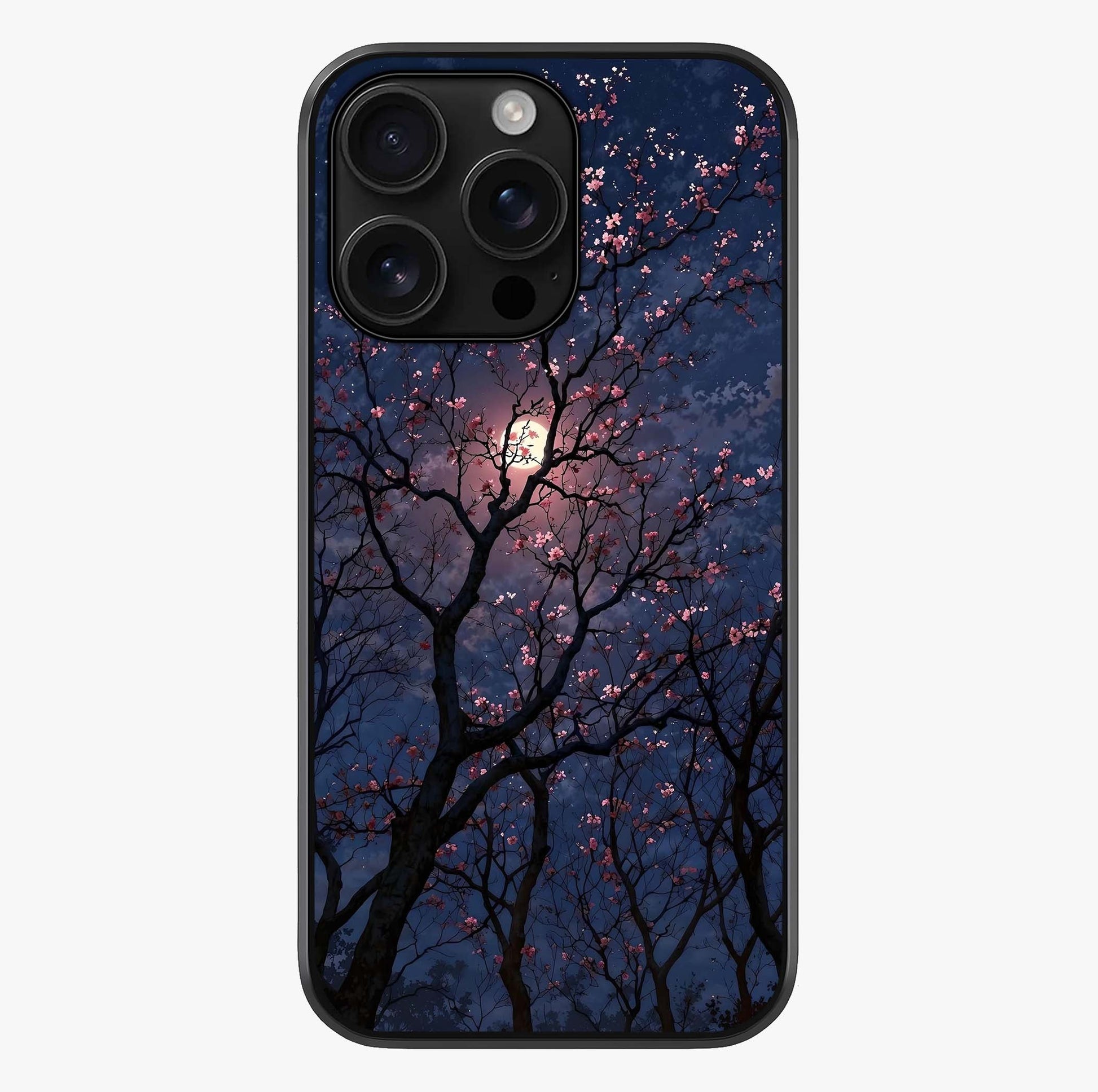Twilight Sakura Serenade Glass Case showing full back design in clean flat view with glossy glass finish.