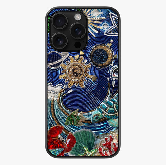 Universe Underwater Spark Glass Case showing full back design in clean flat view with glossy glass finish.