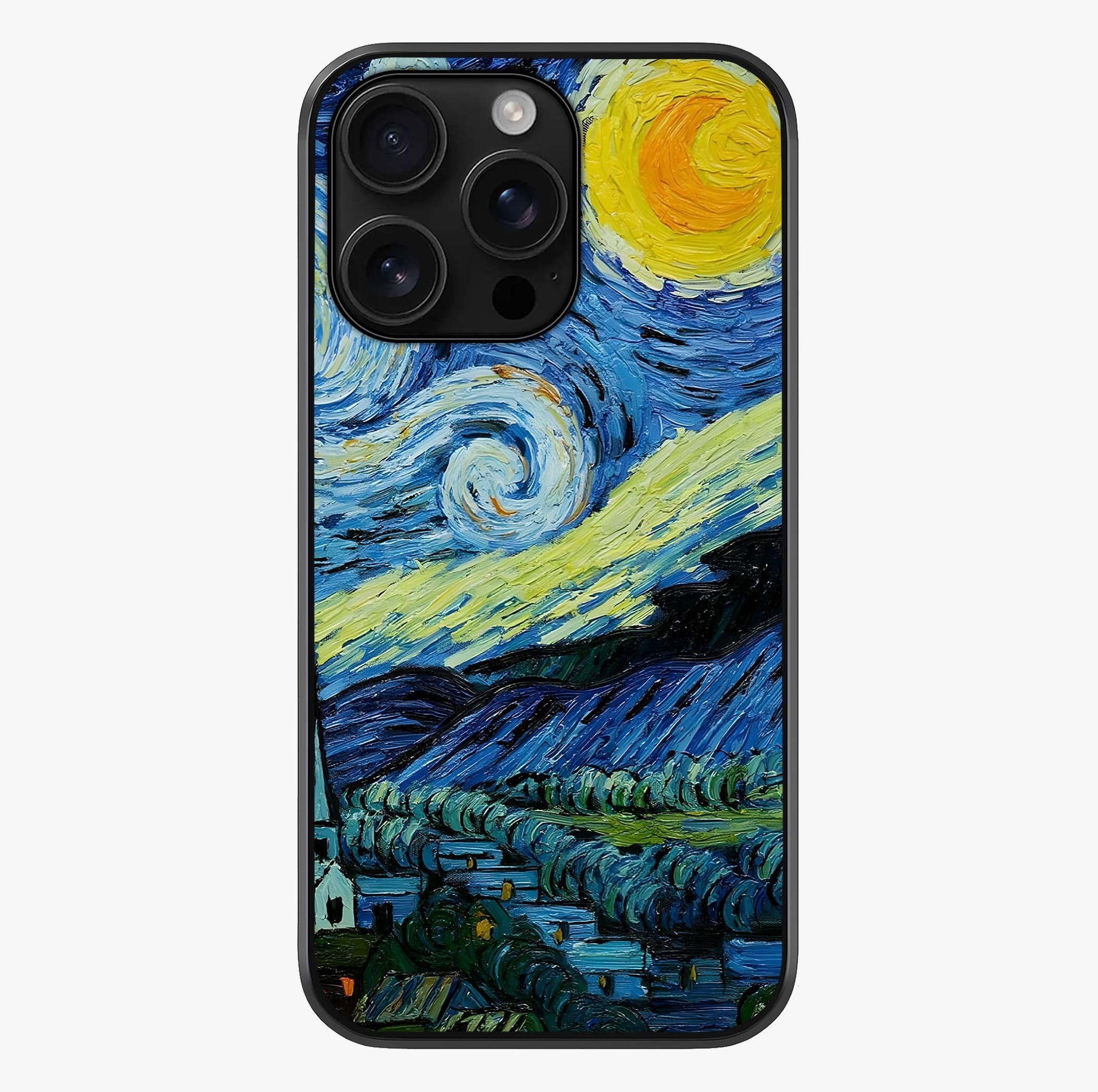 Van Gogh Art Glass Case showing full back design in clean flat view with glossy glass finish.