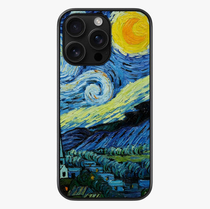 Van Gogh Art Glass Case showing full back design in clean flat view with glossy glass finish.