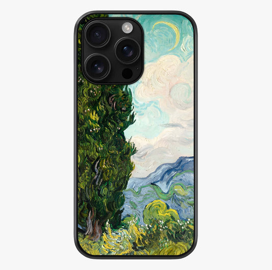 Van Gogh Vintage Art Glass Case showing full back design in clean flat view with glossy glass finish.