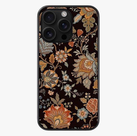 Vintage Floral Dream Glass Case showing full back design in clean flat view with glossy glass finish.