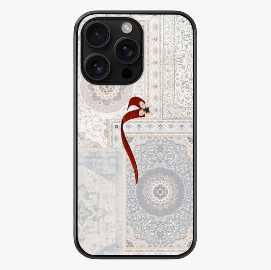 White Aesthetic Bow Glass Case showing full back design in clean flat view with glossy glass finish.