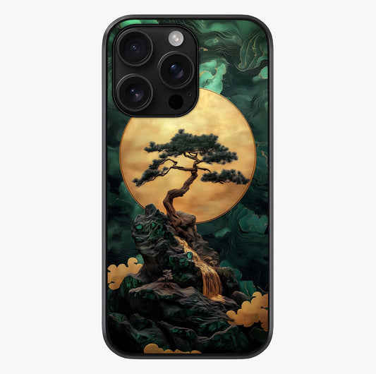 Zen Moon Rise Glass Case showing full back design in clean flat view with glossy glass finish.