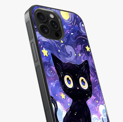 Abstract Cat Art Glass Case captured at a warm angle highlighting gloss, texture and premium glass finish.