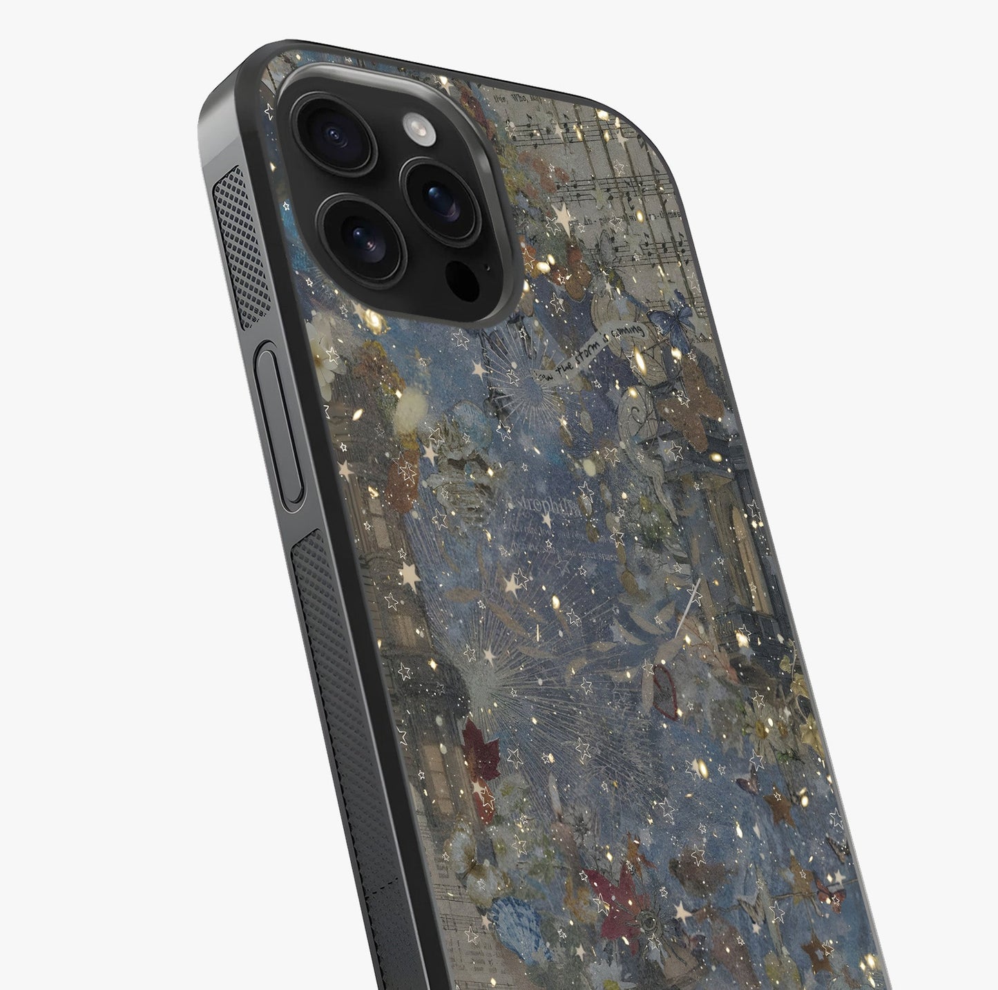 Aesthetic Astrolophia Glass Case captured at a warm angle highlighting gloss, texture and premium glass finish.