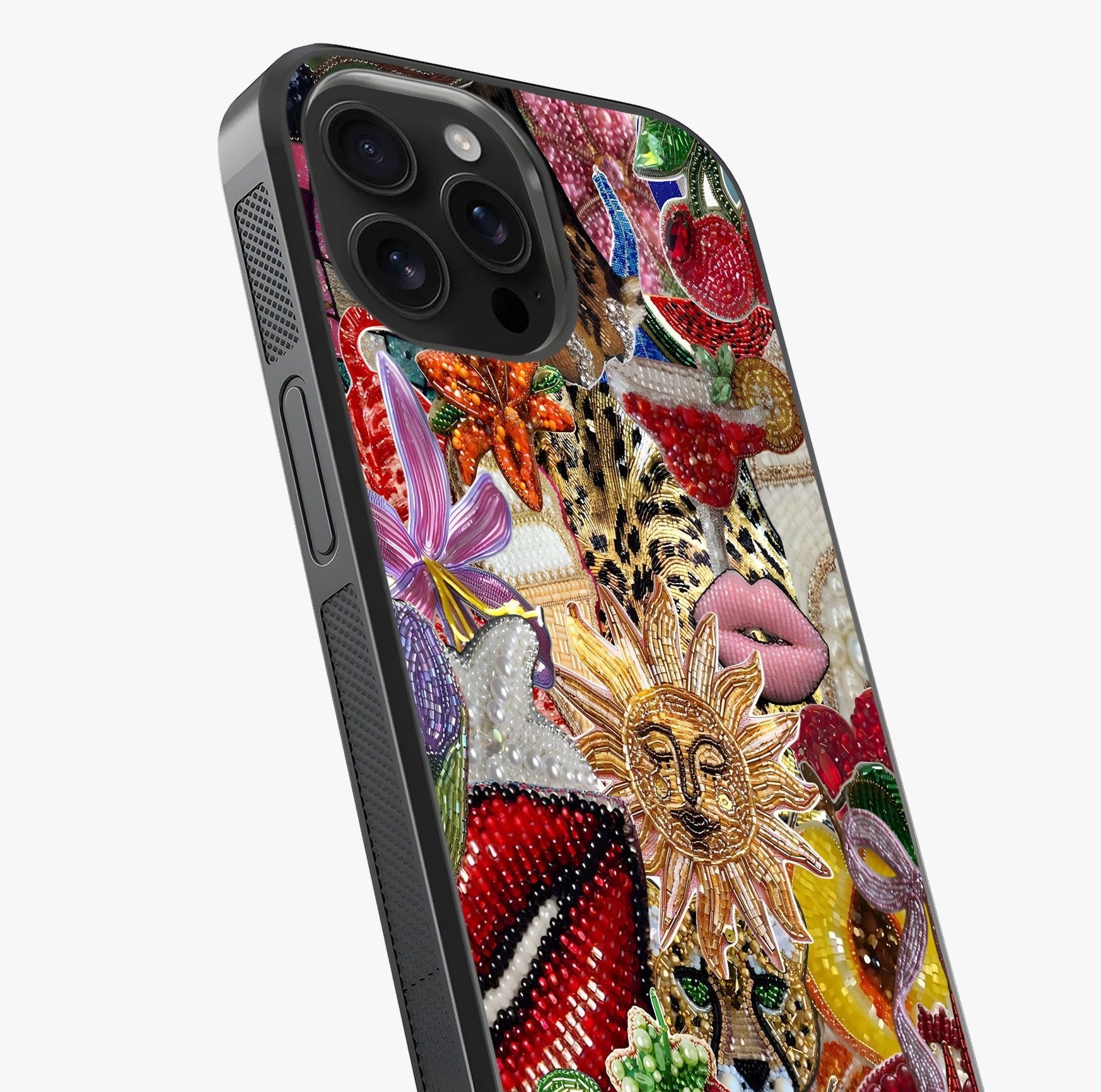 Beaded Fashion Jungle Glass Case captured at a warm angle highlighting gloss, texture and premium glass finish.