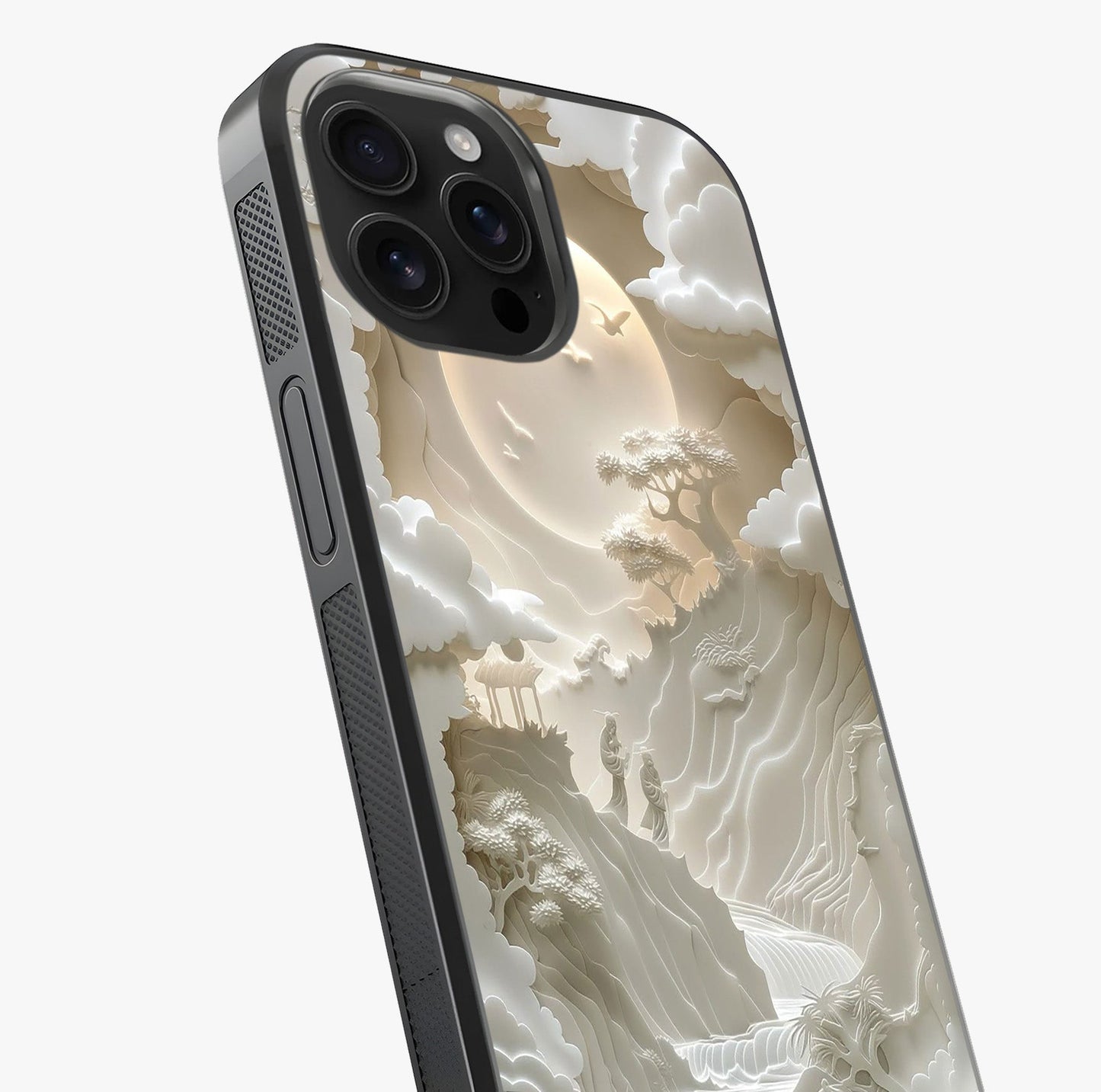 Celestial Origami Glass Case captured at a warm angle highlighting gloss, texture and premium glass finish.