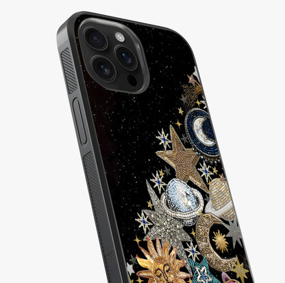 Cosmic Sparkle Dreams Glass Case captured at a warm angle highlighting gloss, texture and premium glass finish.
