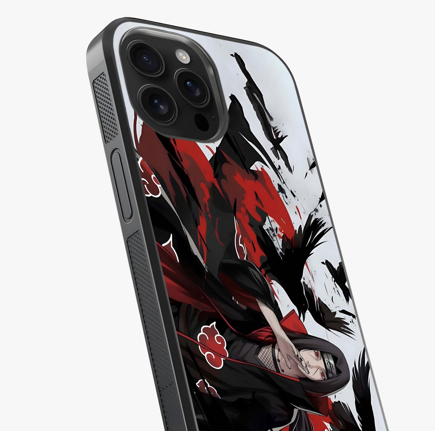 Crimson Crow Illusion Glass Case captured at a warm angle highlighting gloss, texture and premium glass finish.