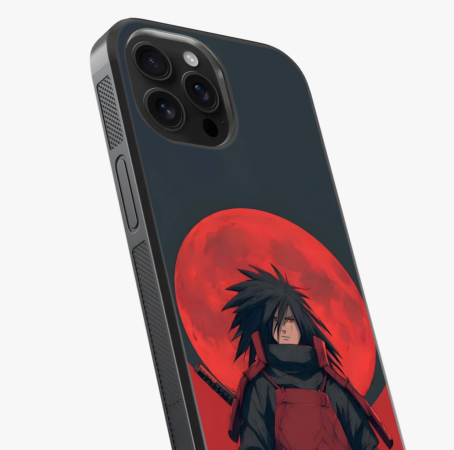 Crimson Moon Warlord Glass Case captured at a warm angle highlighting gloss, texture and premium glass finish.