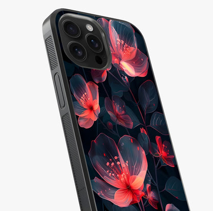 Dark Shade Of Flower Glass Case captured at a warm angle highlighting gloss, texture and premium glass finish.
