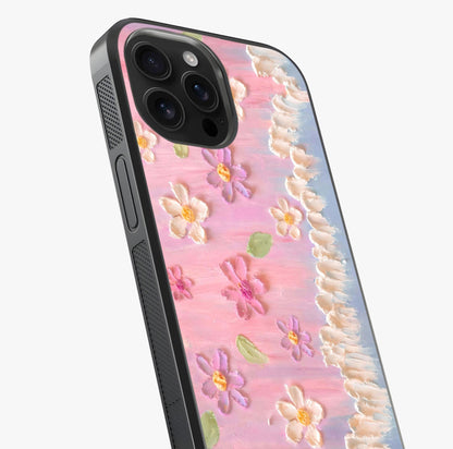 Dreamy Painted Garden Glass Case captured at a warm angle highlighting gloss, texture and premium glass finish.